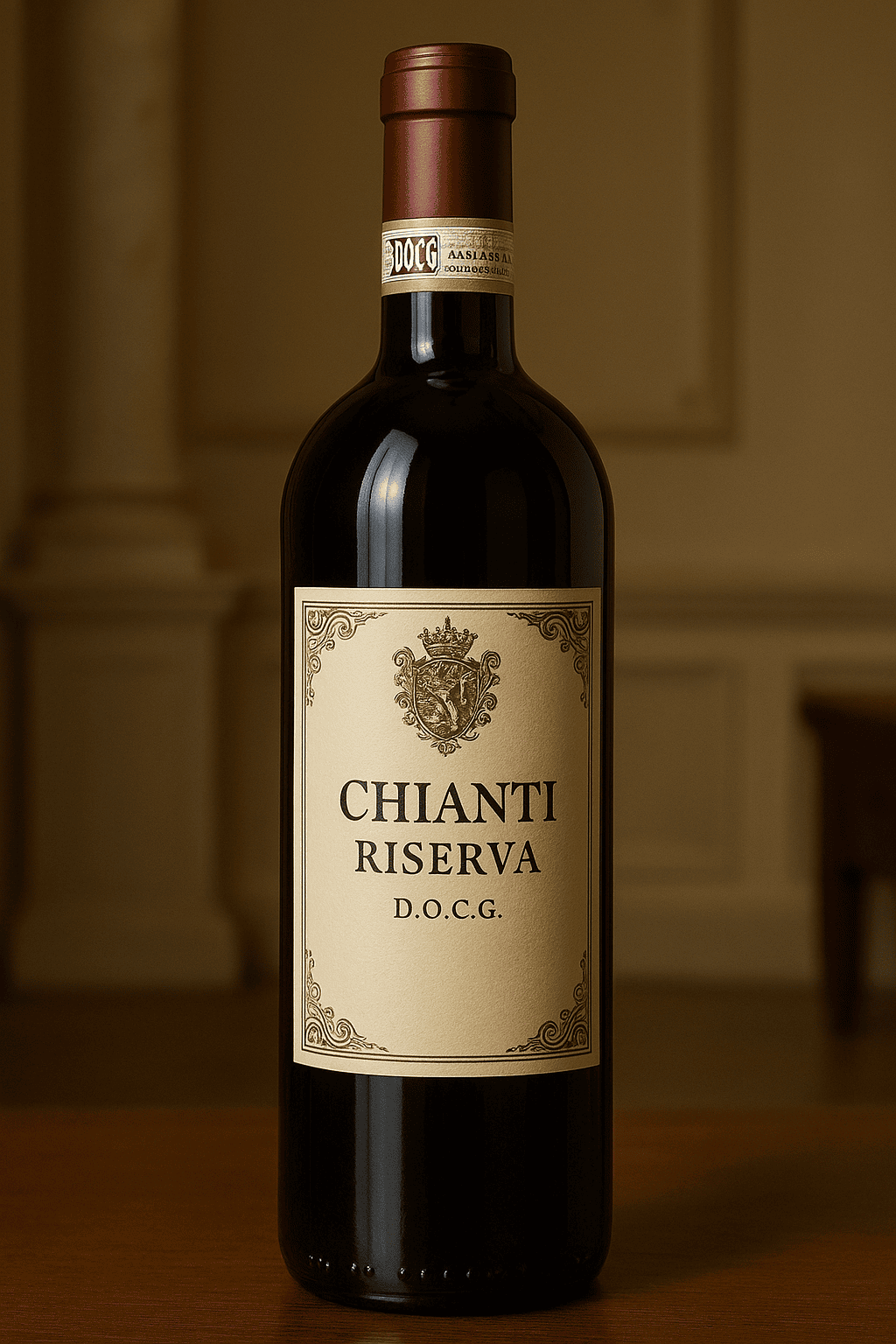 foto della bottiglia di chianti riserva
